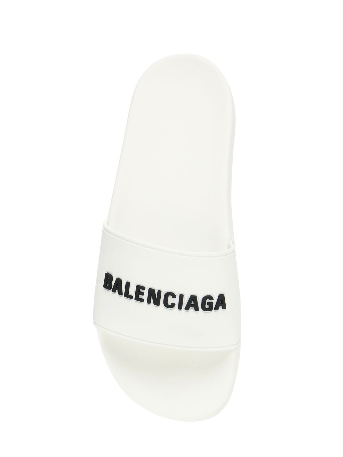 Shop Balenciaga Logo Rubber Pool Slide Sandals In White,black