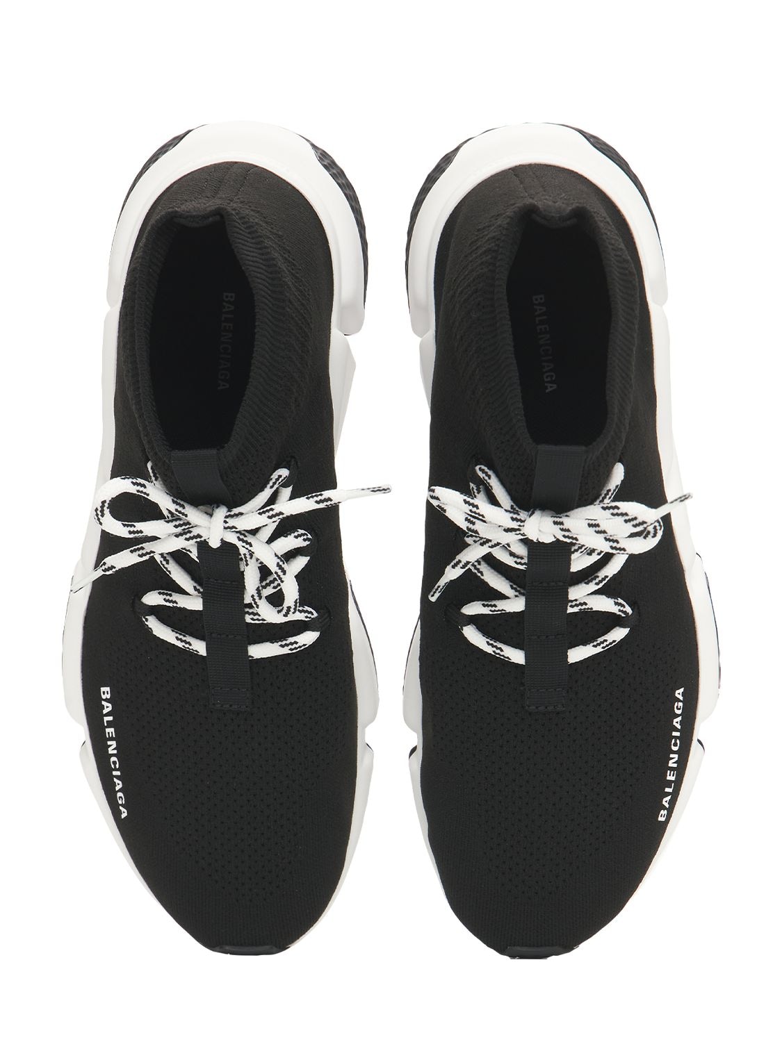 Shop Balenciaga Speed Lace-up Knit Sneakers In Black,white