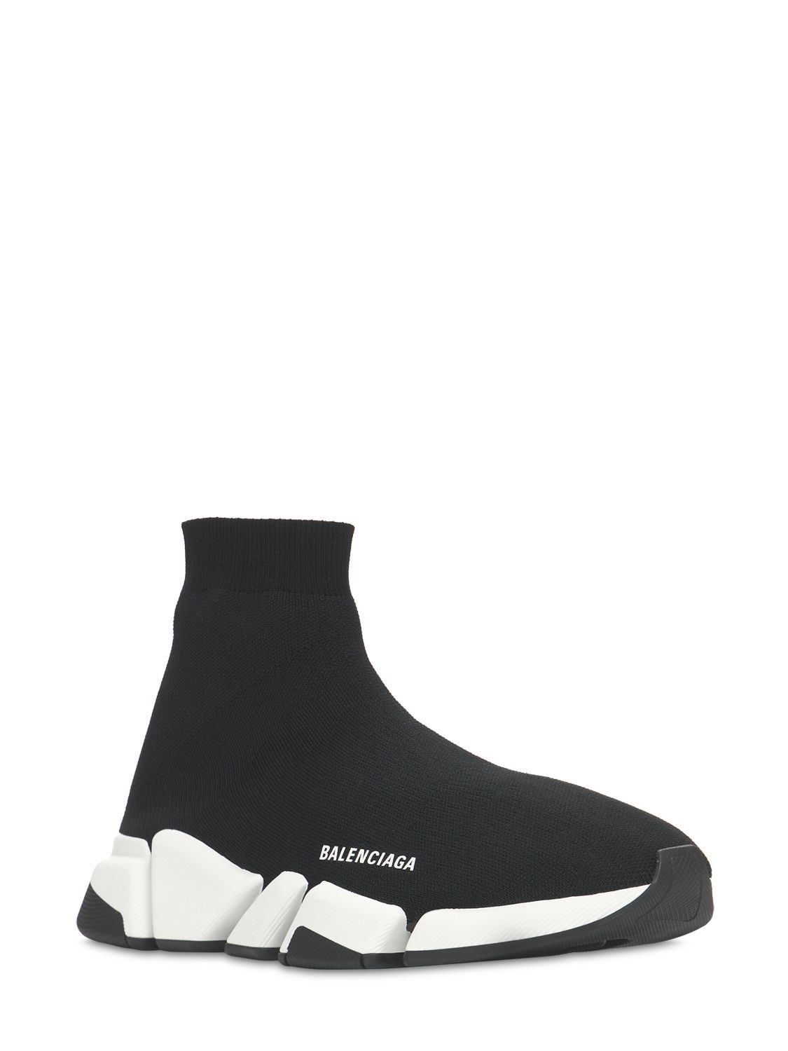 Shop Balenciaga Speed 2.0 Knit Sport Sneakers In Black,white