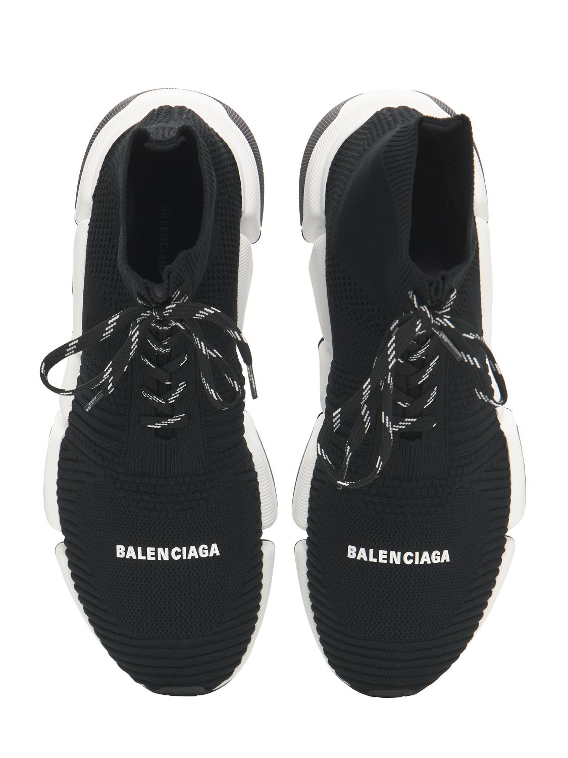 Shop Balenciaga Speed 2.0 Lace-up Knit Sneakers In Black,white