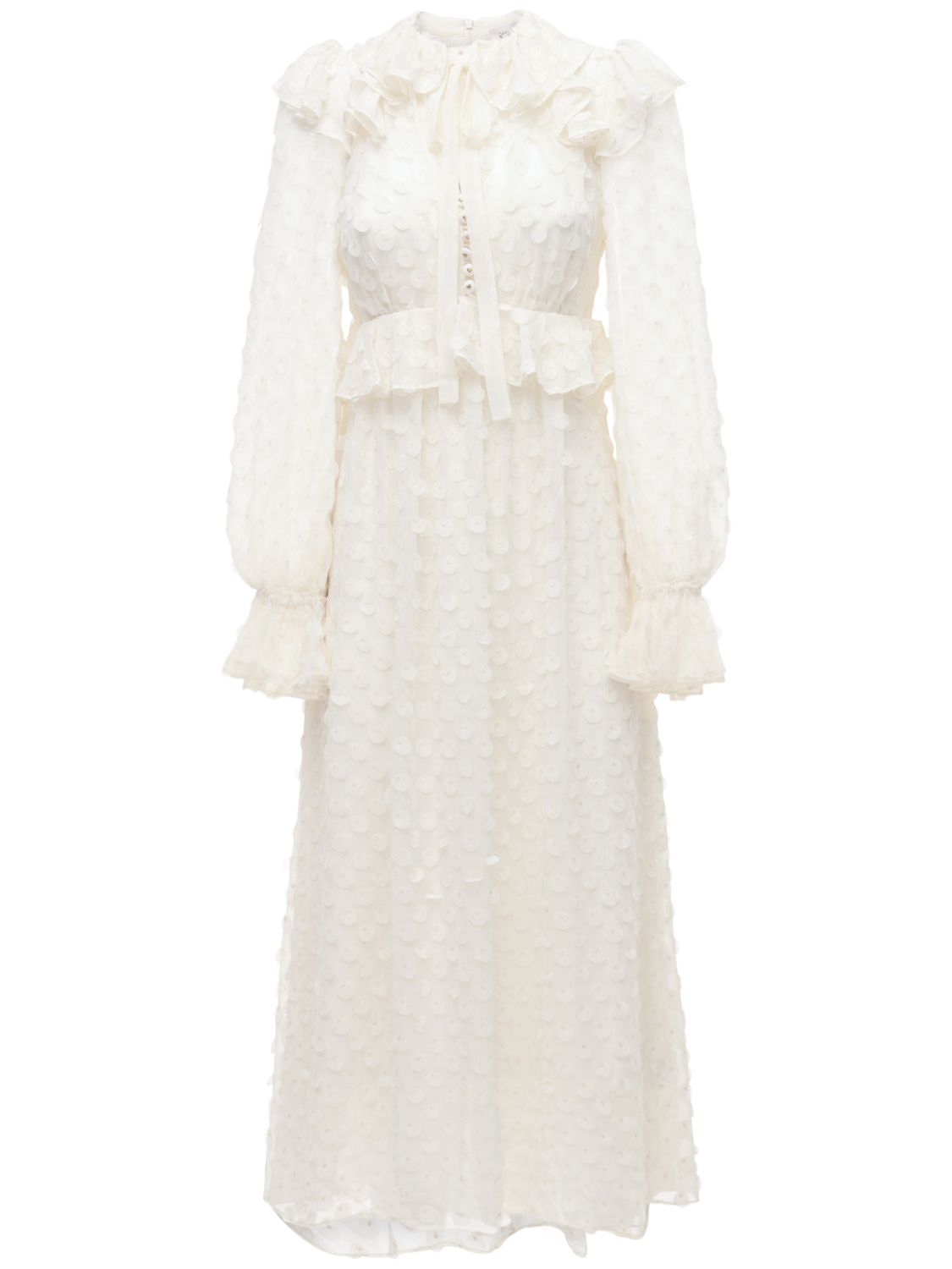 Zimmermann Chiffon Jacquard Midi Dress In White ModeSens