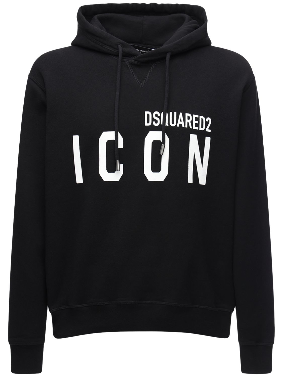 DSQUARED2 PRINTED ICON LOGO COTTON JERSEY HOODIE,73IS3C017-OTY40