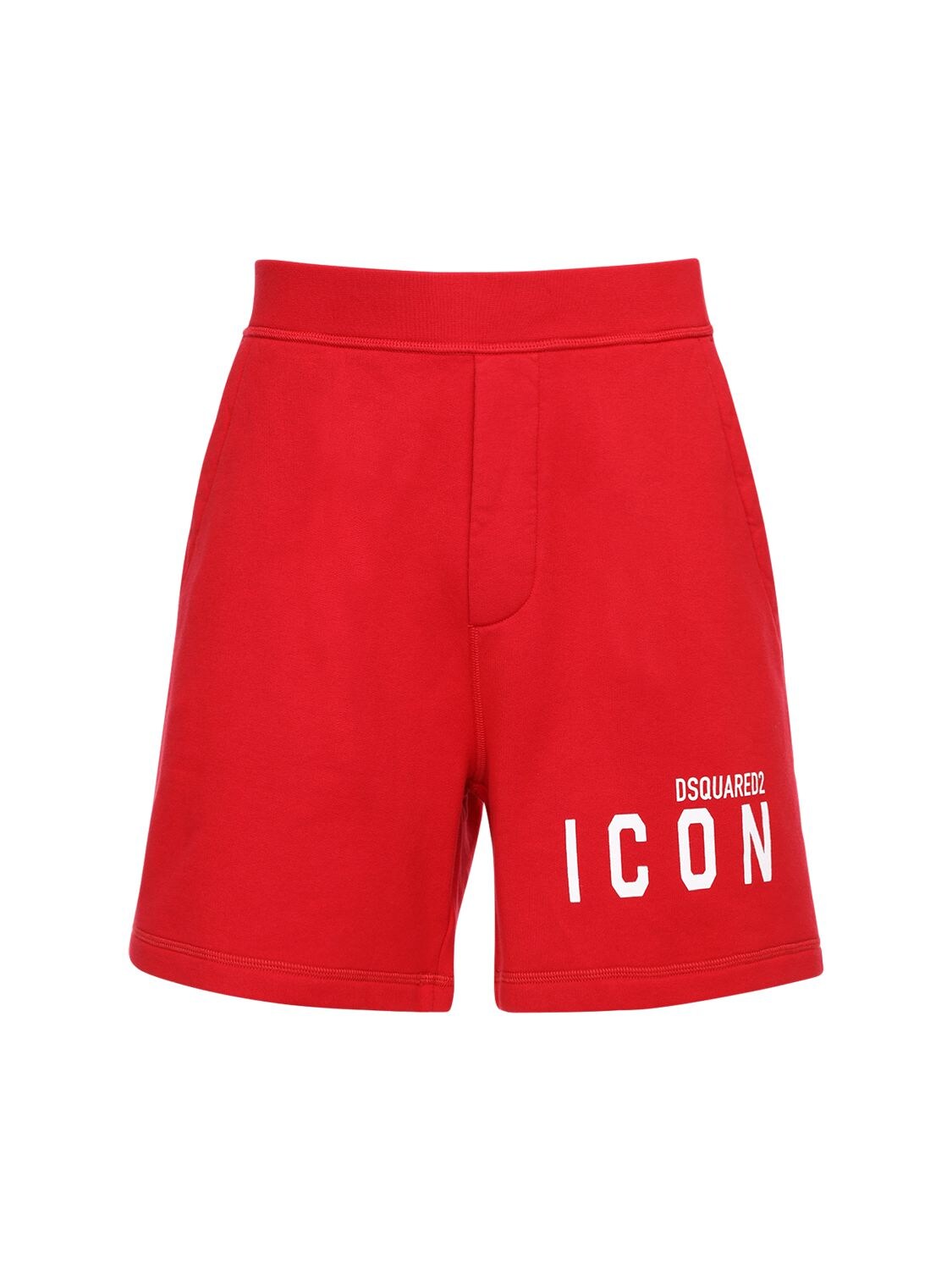 DSQUARED2 ICON LOGO PRINT COTTON SWEAT SHORTS,73IS3C048-MZEY0