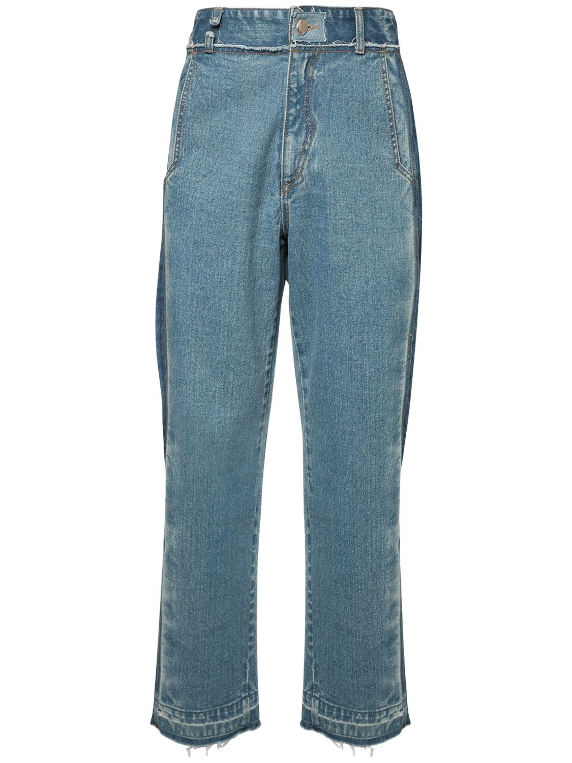 Ader Error Straight Cotton Denim Jeans In Blue