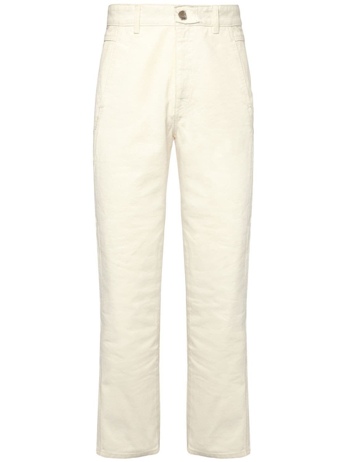 Ader Error Straight Cotton Denim Jeans In Off White