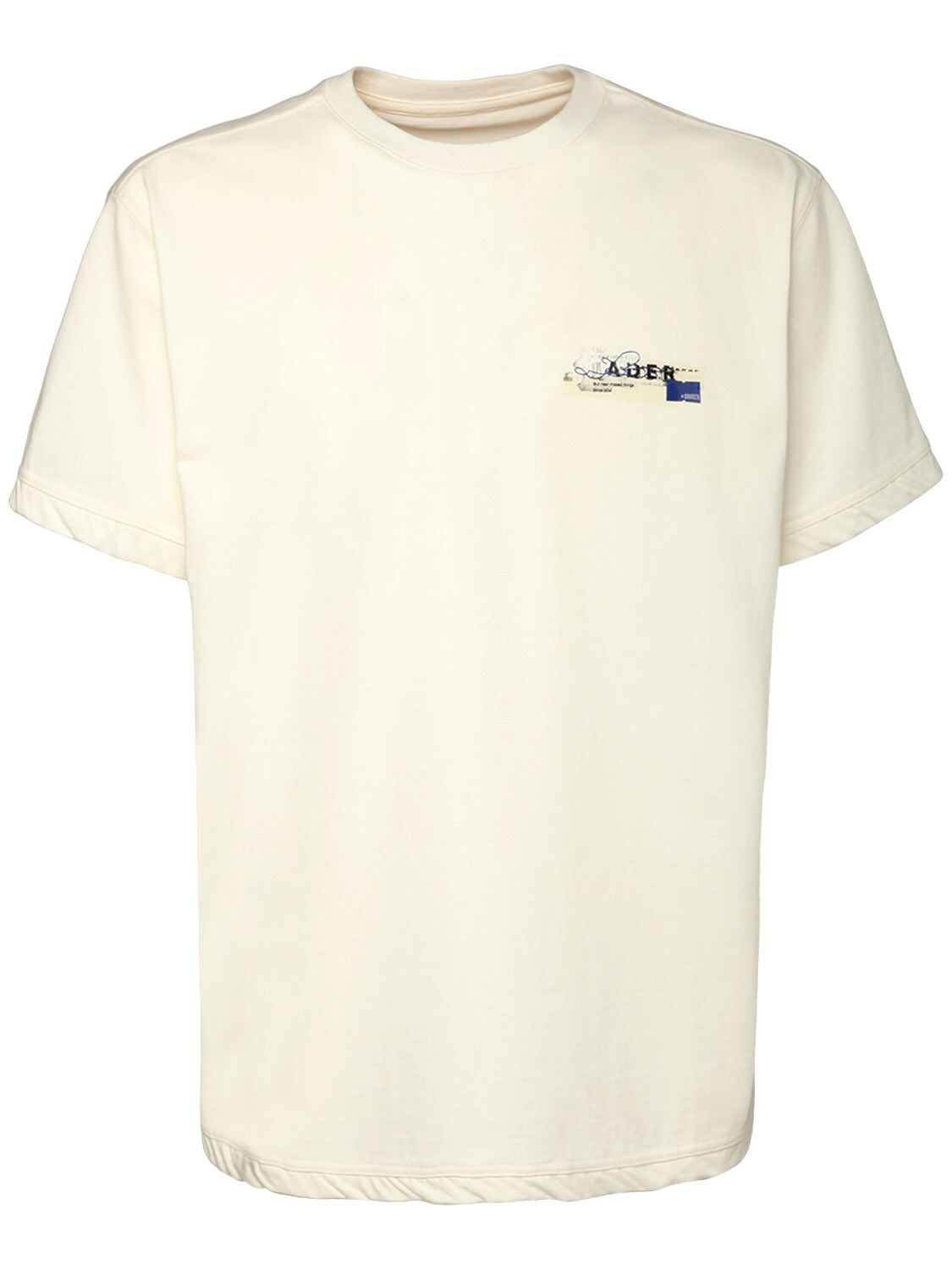 Ader Error Logo Print Cotton Blend Jersey T-shirt In Off White