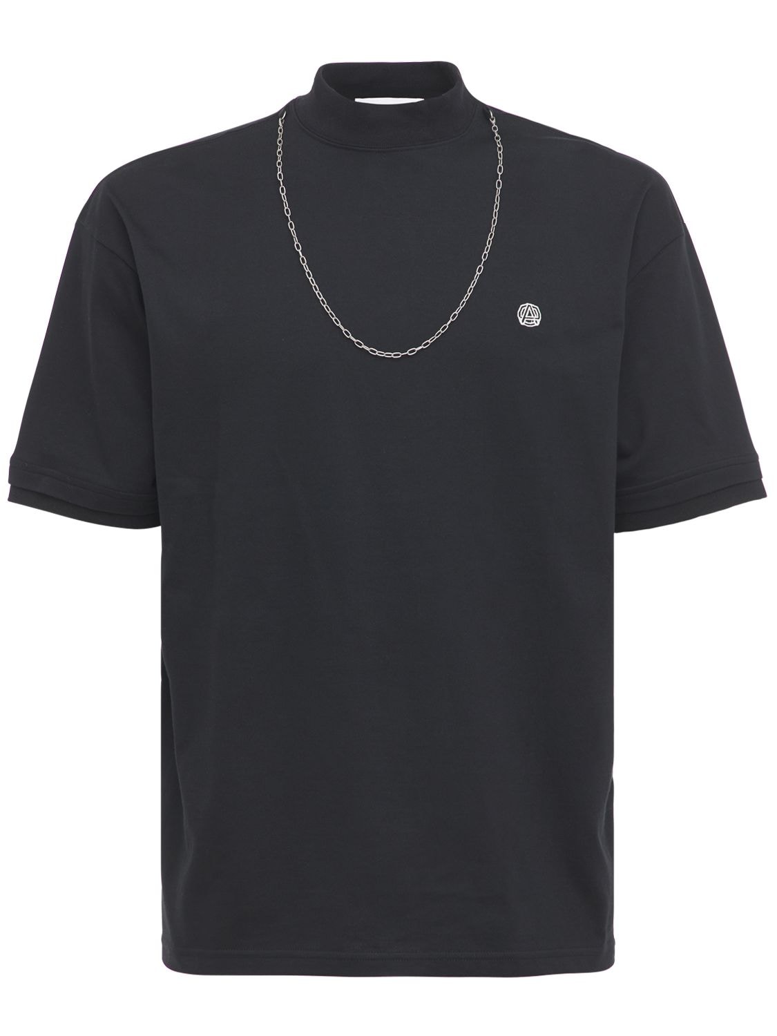 Ambush Logo Cotton Jersey T-shirt W/chain In Black,white