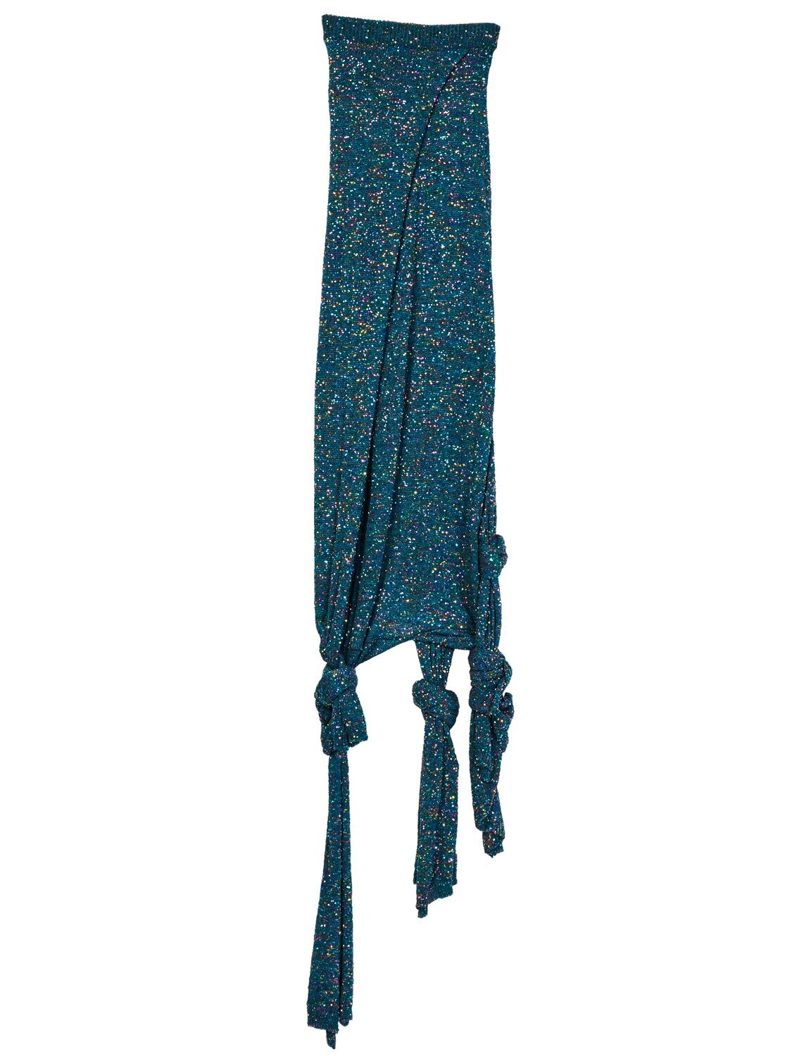 Loewe Sequined Knit Jersey Long Skirt W/ Knot In Green,multi | ModeSens