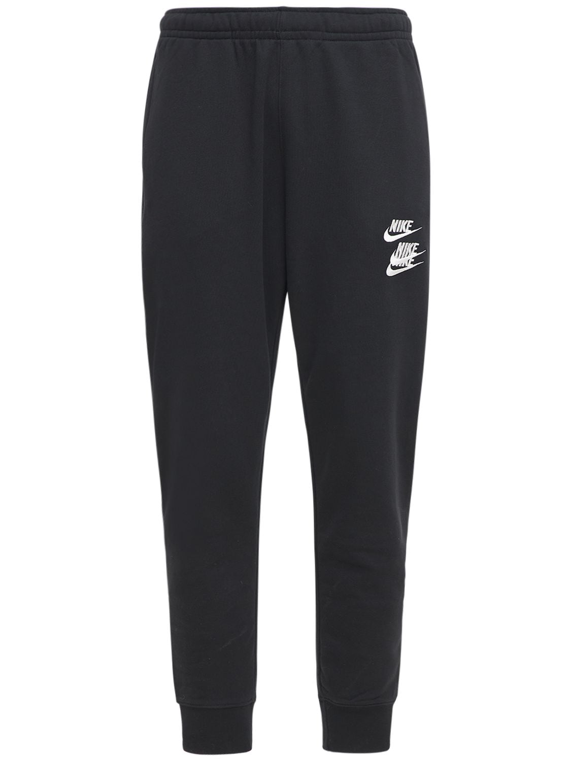 Nike World Tour Pack Graphic Cuffed Sweatpants In Black In Black/white