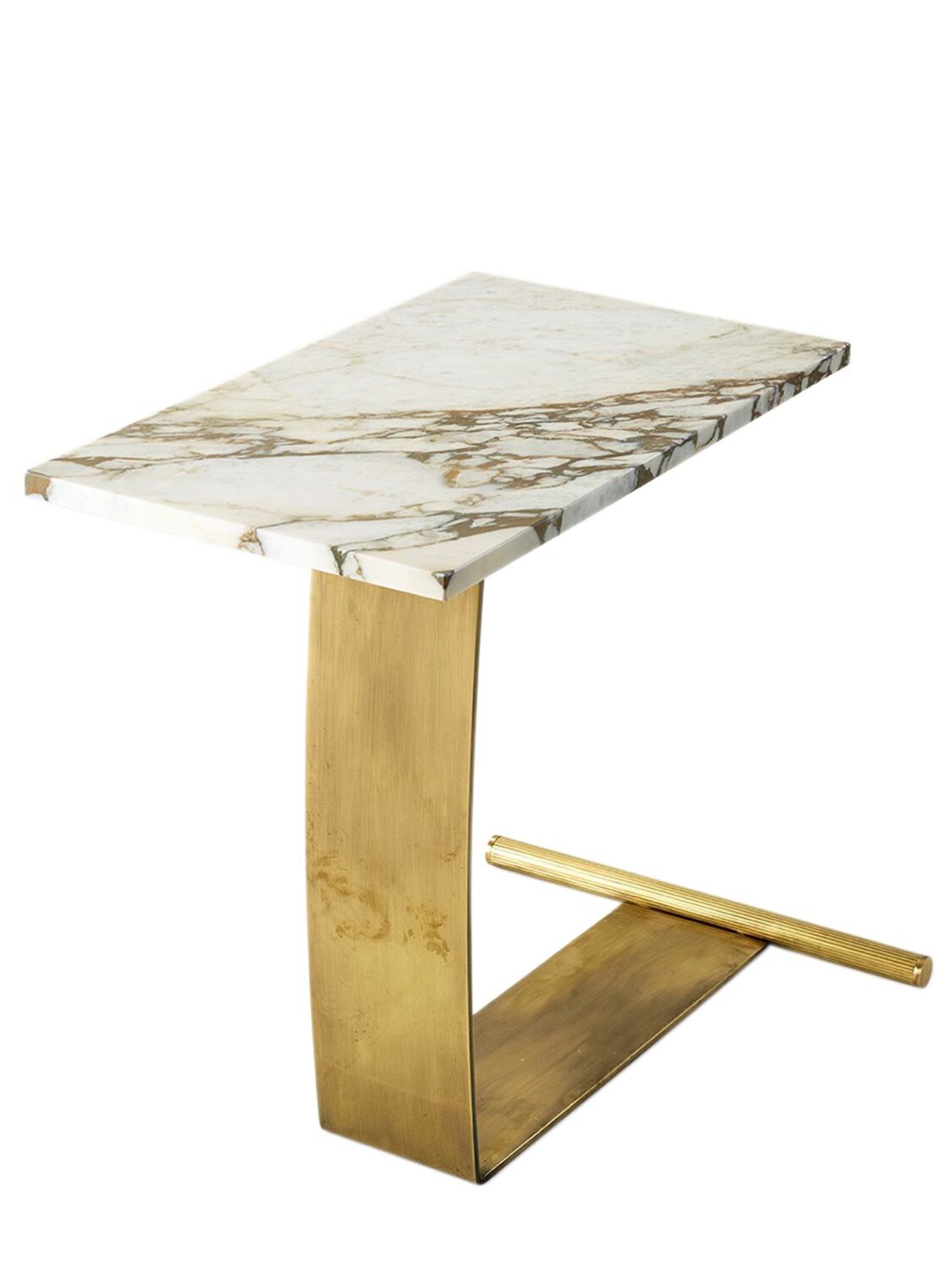 Shop Marioni Guy Marble & Brass Table In Gold,white