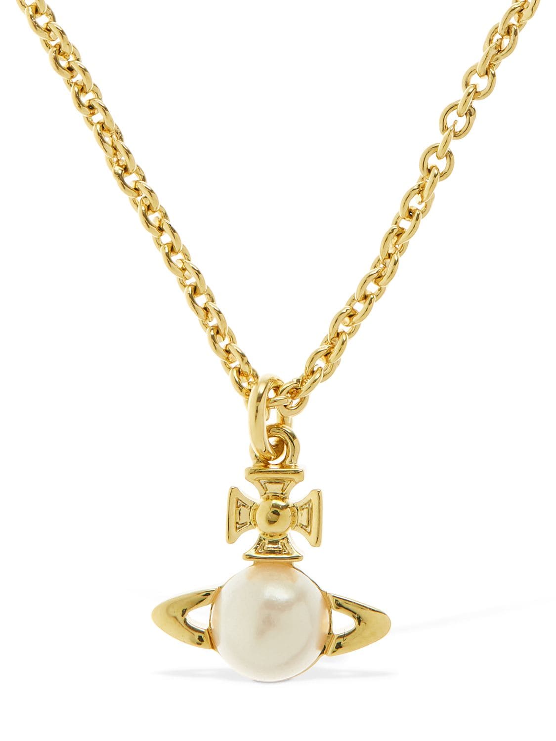 Vivienne Westwood Balbina Imitation Pearl Pendant Necklace In Gold,white