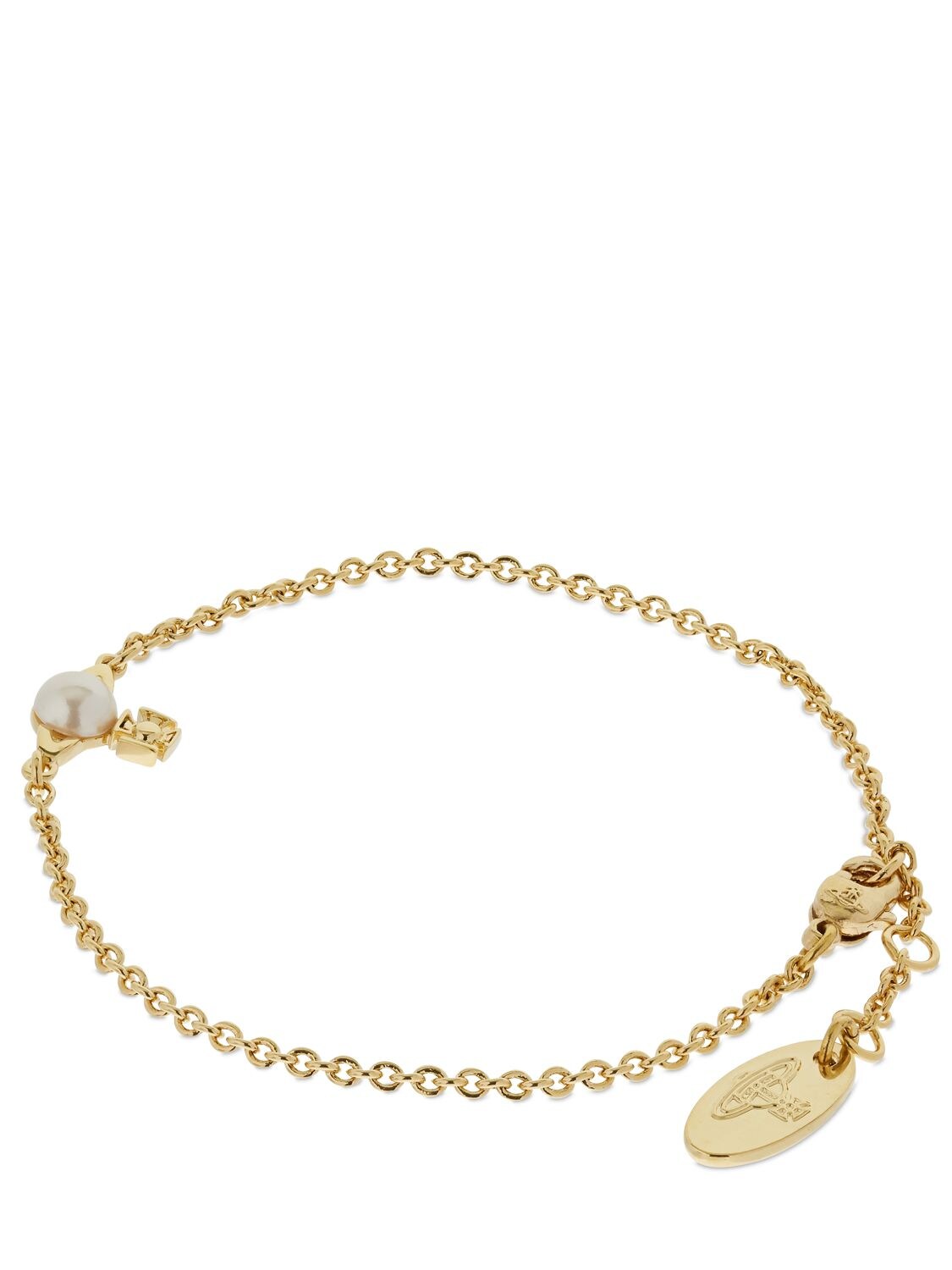Shop Vivienne Westwood Balbina Faux Pearl Bracelet In Gold,white