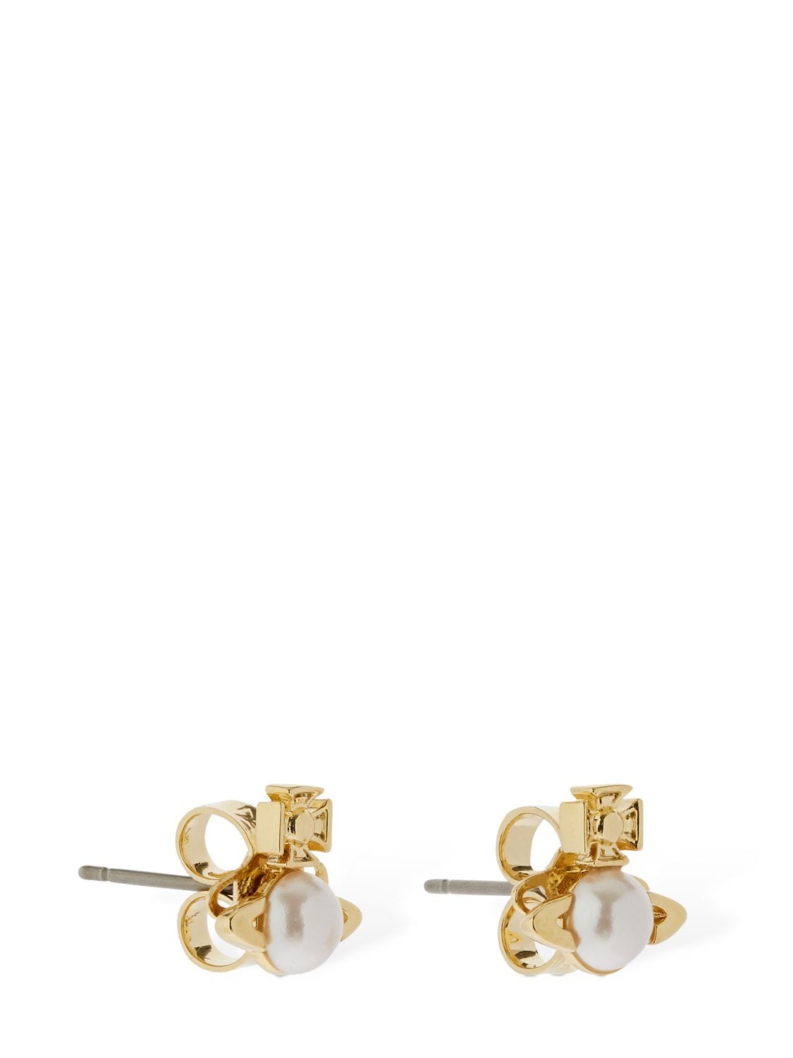 Shop Vivienne Westwood Balbina Faux Pearl Stud Earrings In Gold,white