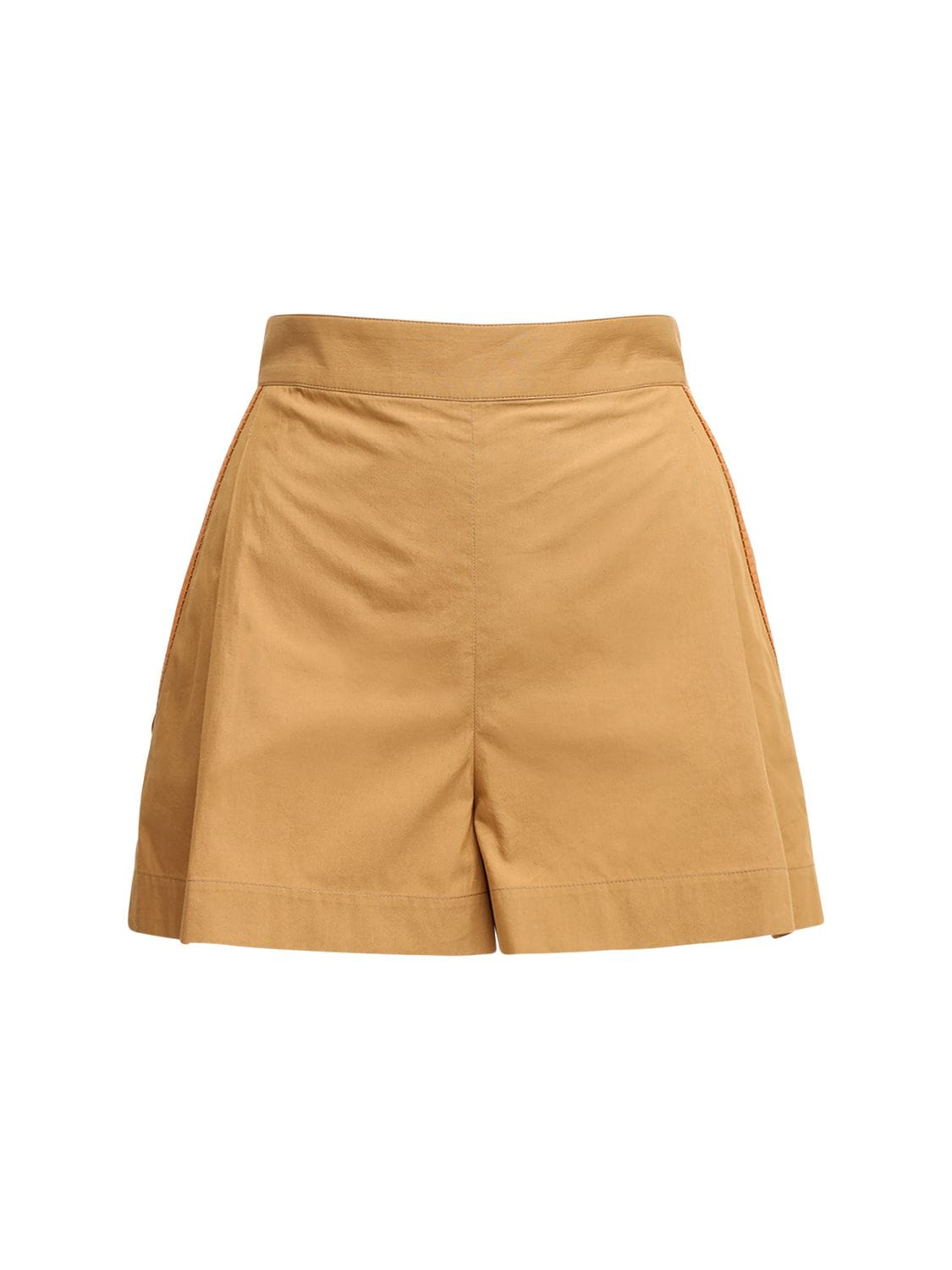 FERRAGAMO COTTON & SILK MINI SHORTS,73IW1A018-MDAZ0