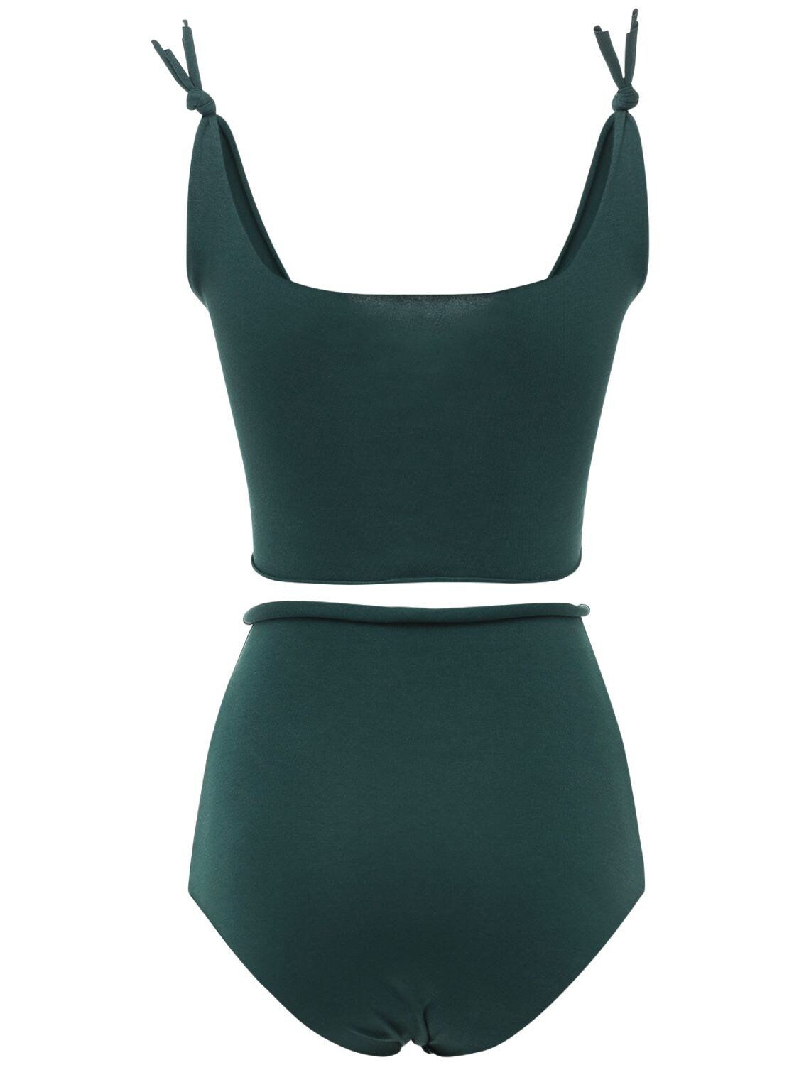Shop Isole & Vulcani Seamless Cotton Jersey Bikini In Dark Green