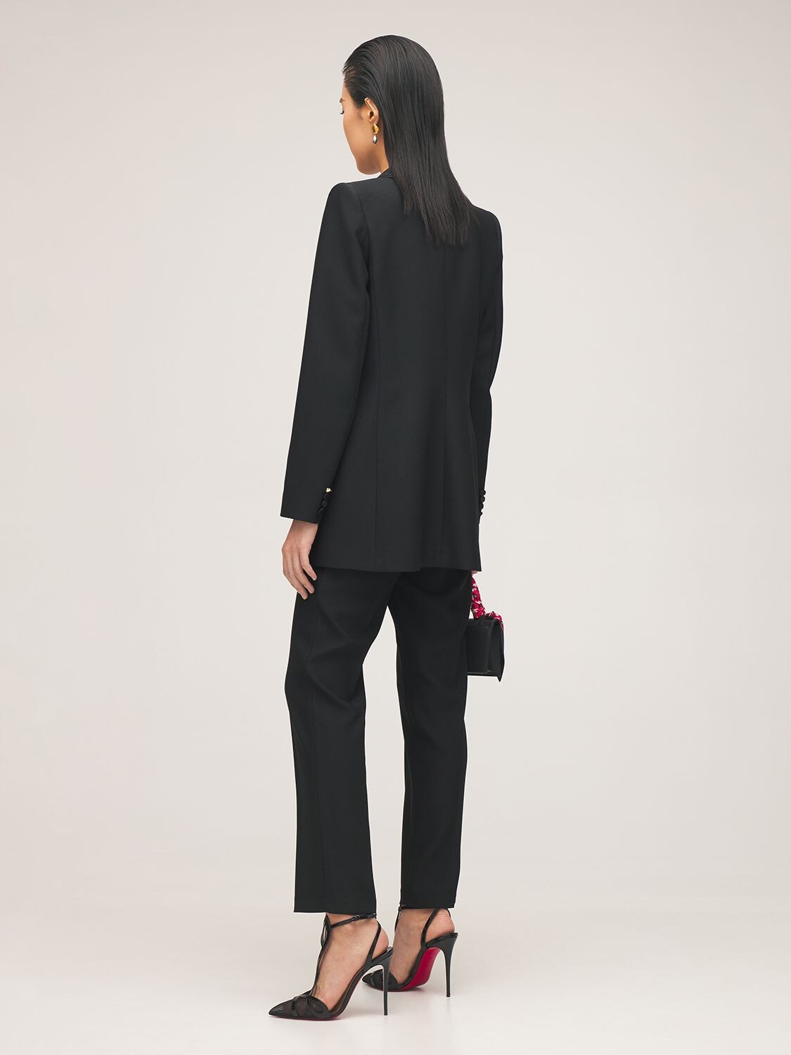 Shop Hebe Studio Loulou Cady Straight Pants In Black