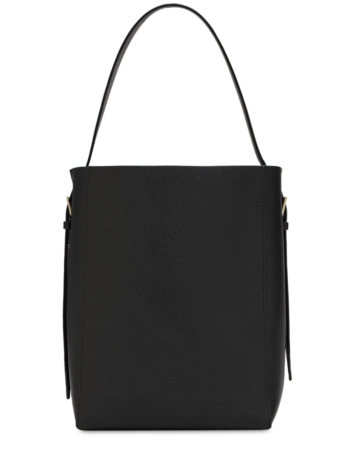 Shop Valextra Medium Soft Grained Leather Tote Bag In Black