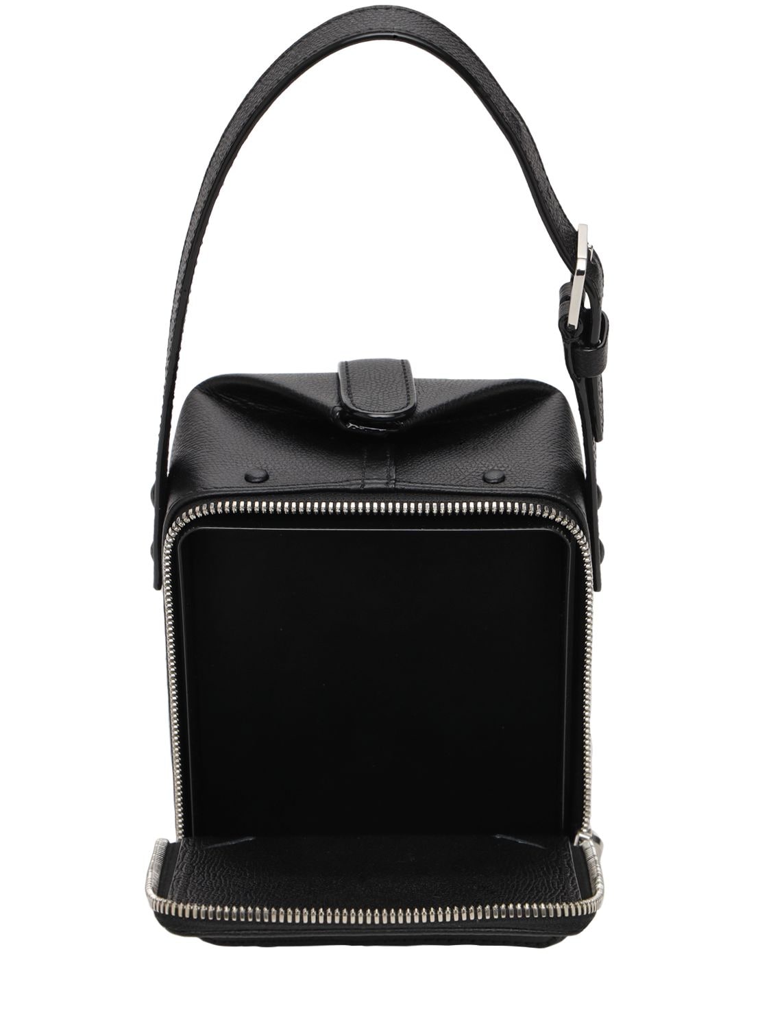Shop Valextra New Tric Trac Grained Leather Bag In Black