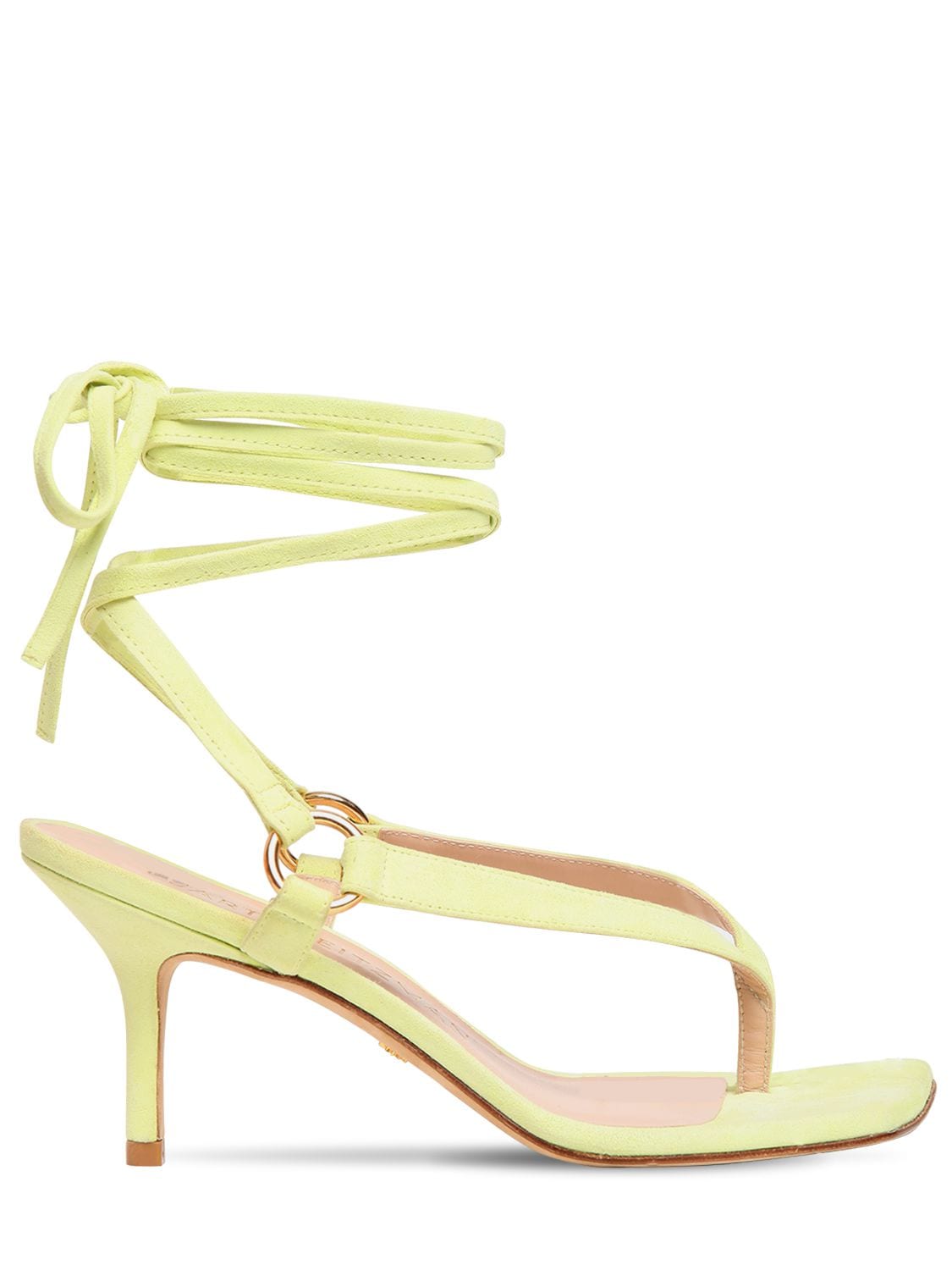 Stuart Weitzman 75mm Lalita Suede Thong Sandals In Lime Green