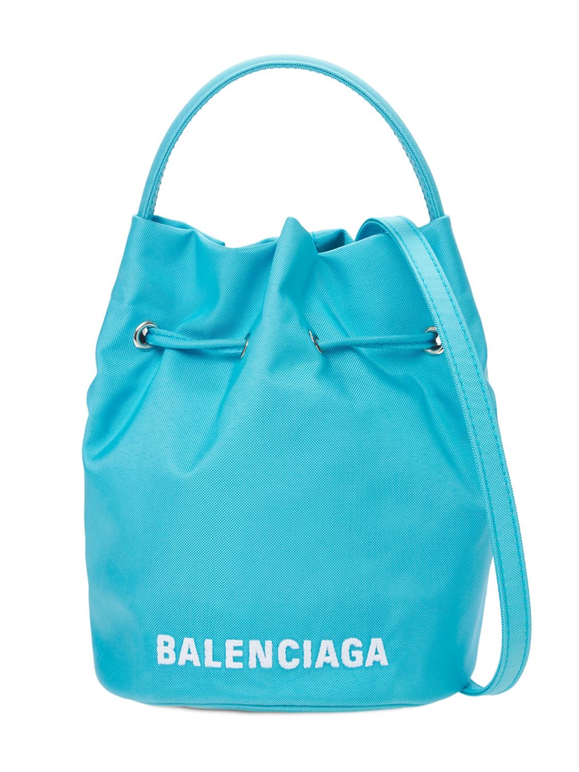 Balenciaga Fluo Yellow Nylon Wheel Bucket Bag