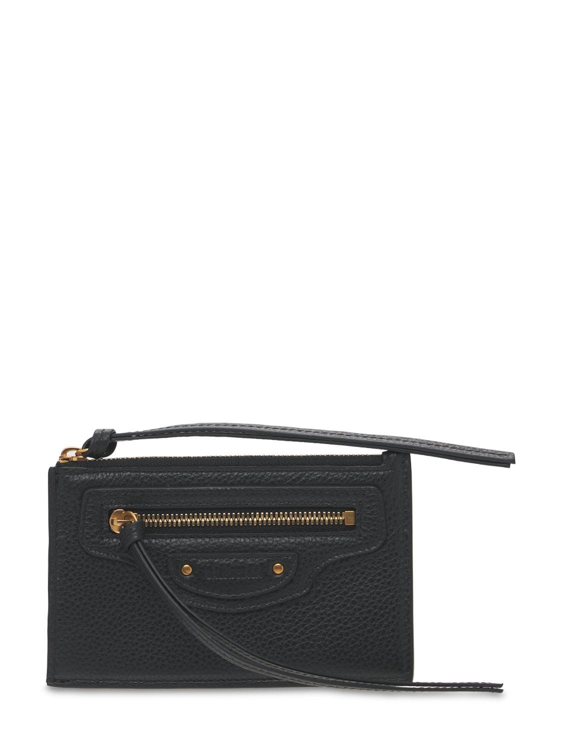 Balenciaga Neo Classic Grained Leather Card Holder In Black