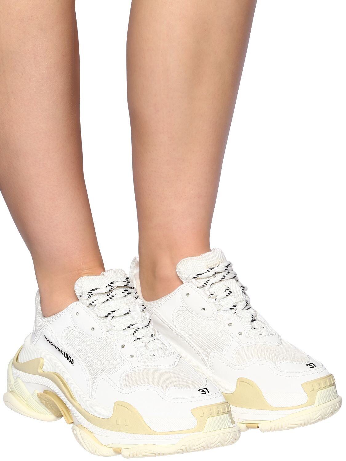 Shop Balenciaga 60mm Triple S Faux Leather Sneakers In White