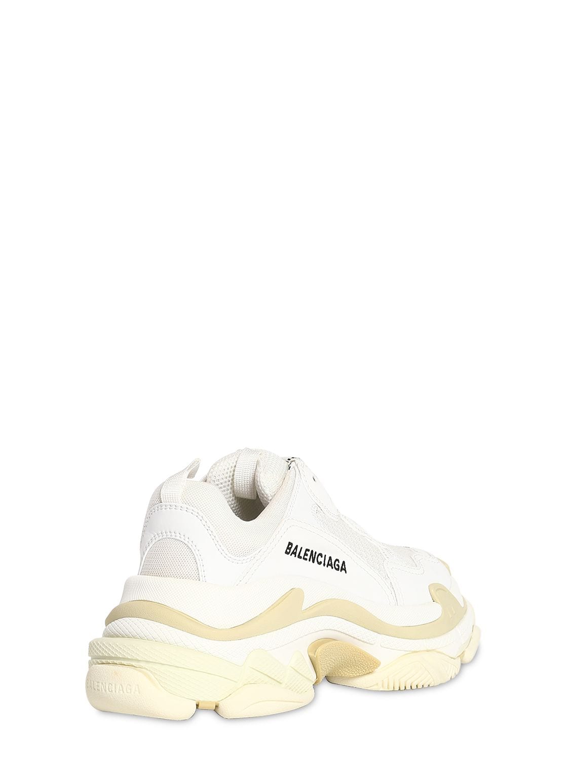 Shop Balenciaga 60mm Triple S Faux Leather Sneakers In White