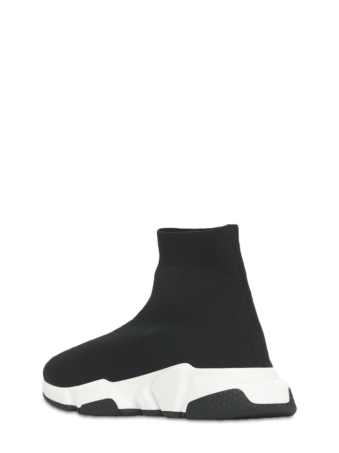 Shop Balenciaga 30mm Speed Recycled Knit Sneakers In Black,white