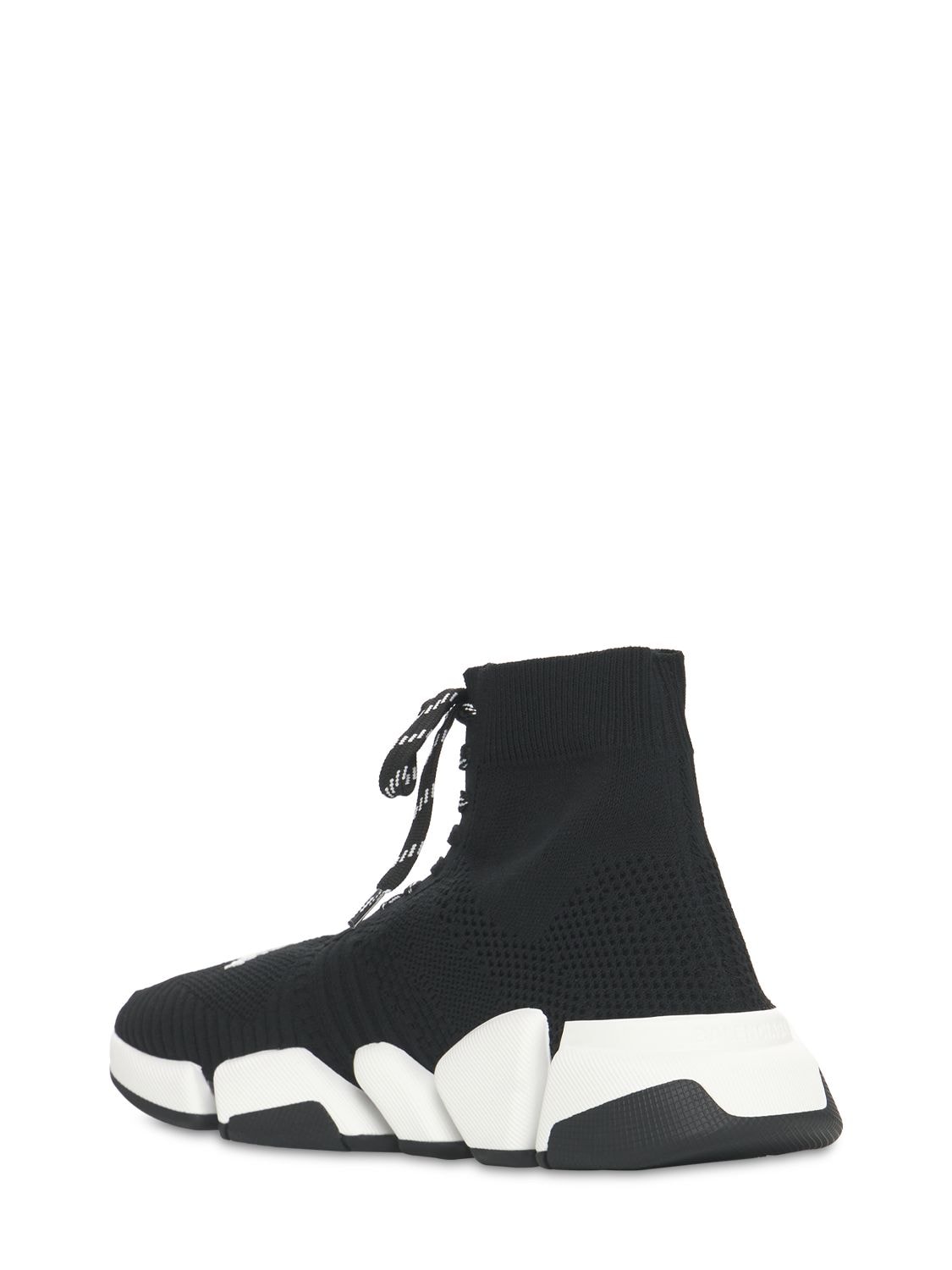 Shop Balenciaga 30mm Speed 2.0 Knit Sneakers In Black,white