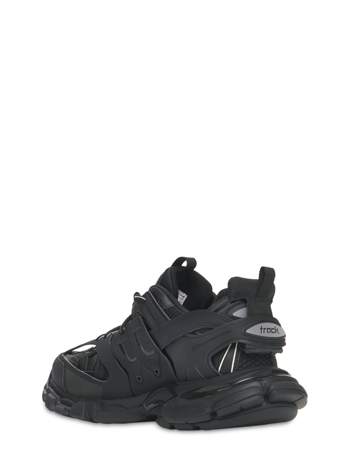 Shop Balenciaga 30mm Track Faux Leather & Mesh Sneakers In Black