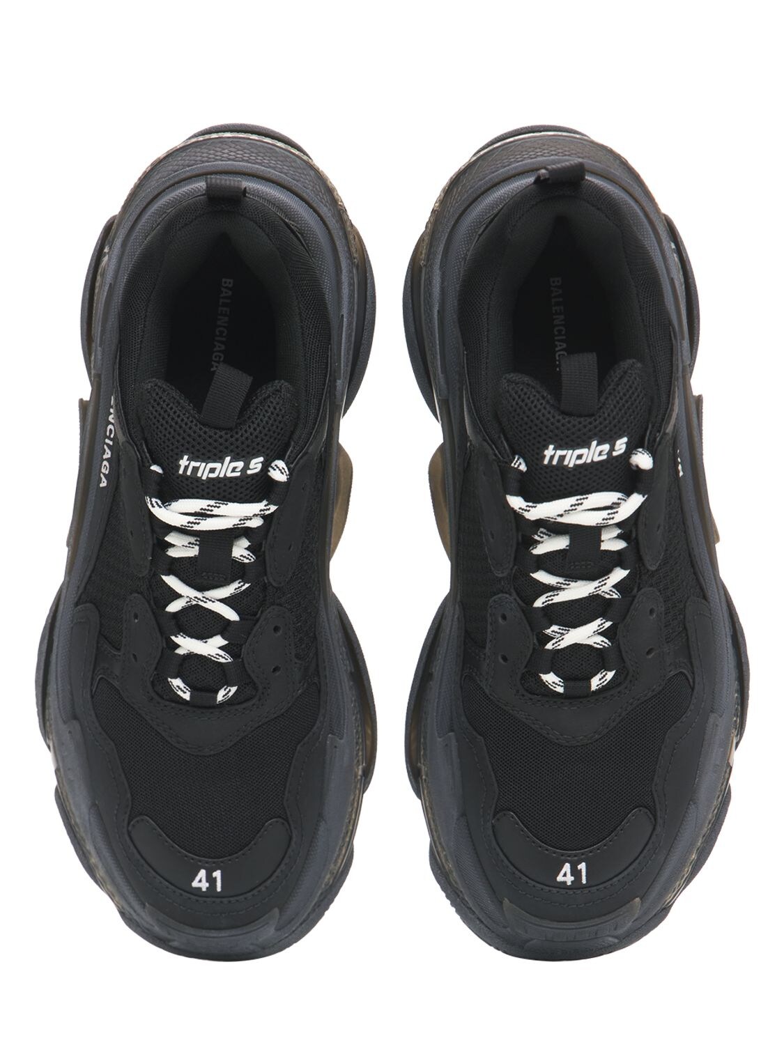 Shop Balenciaga 60mm Triple S Clear Sole Sneakers In Black