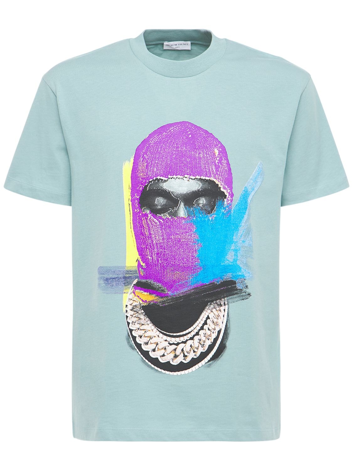 Ih Nom Uh Nit Mask On Printed Cotton T-shirt In Turquoise