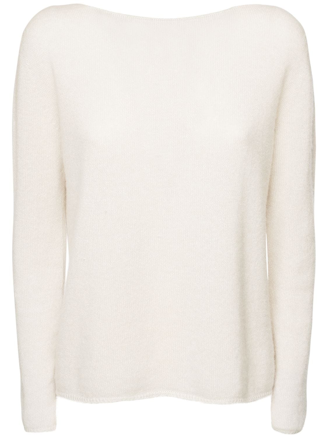 Agnona Cashmere & Linen Jersey Sweater In Beige