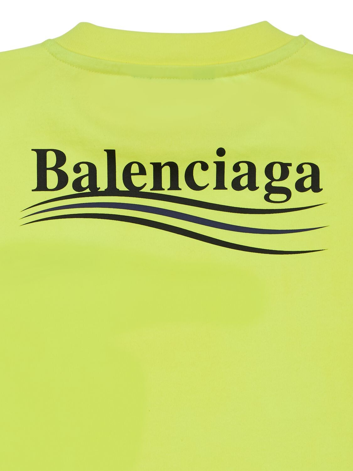 Balenciaga Boys Fluo Yellow/black Kids Political Logo-print Cotton 