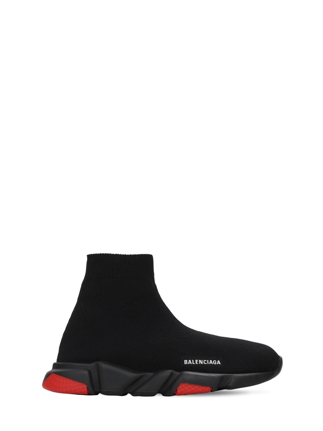 Balenciaga Kids' Speed Recycled Knit Sneakers In Black,red