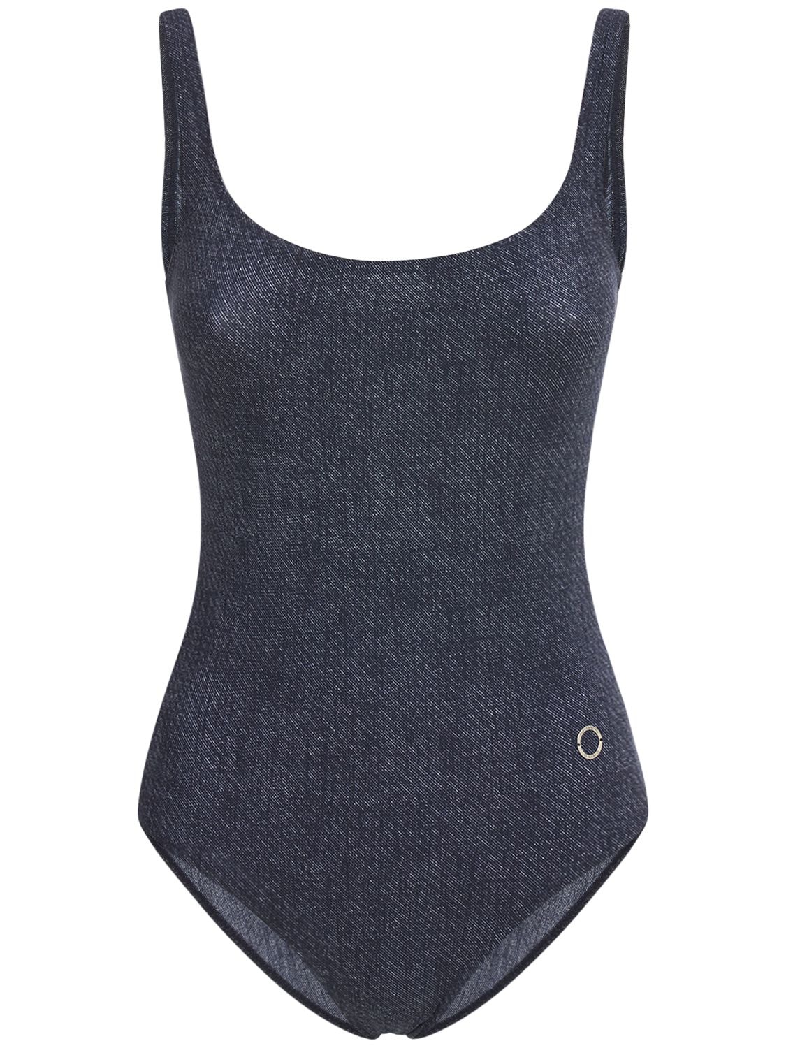Alessandro Di Marco Low Back One Piece Swimsuit In Blue