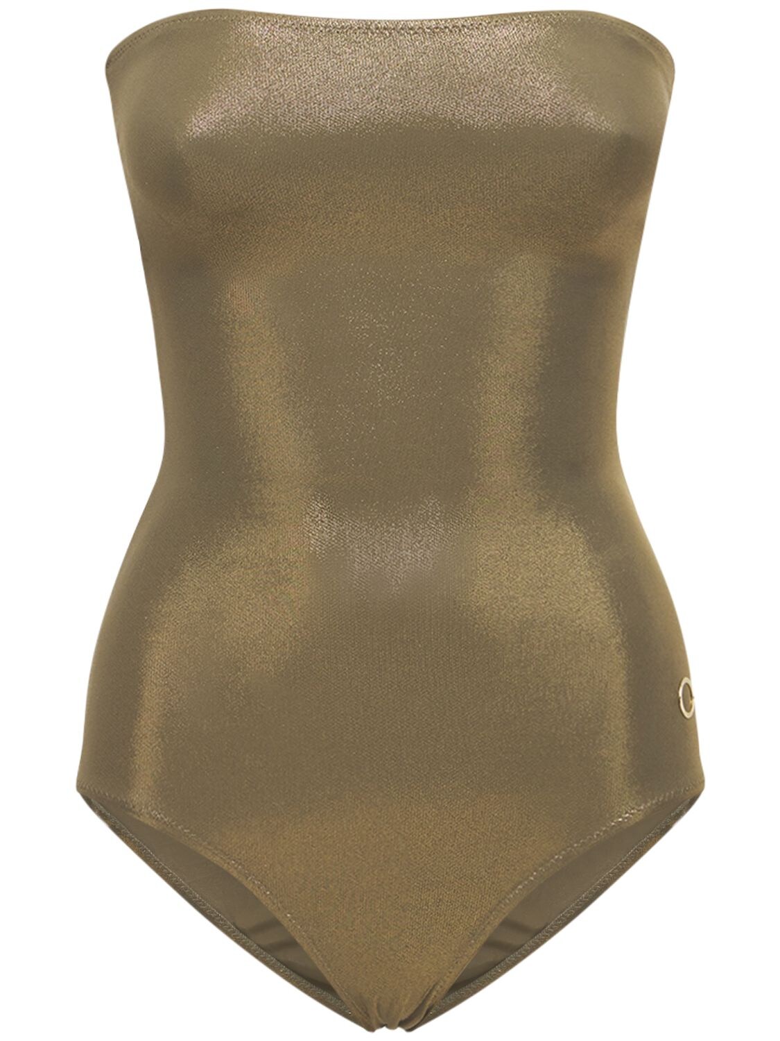 Alessandro Di Marco Strapless One Piece Swimsuit In Gold