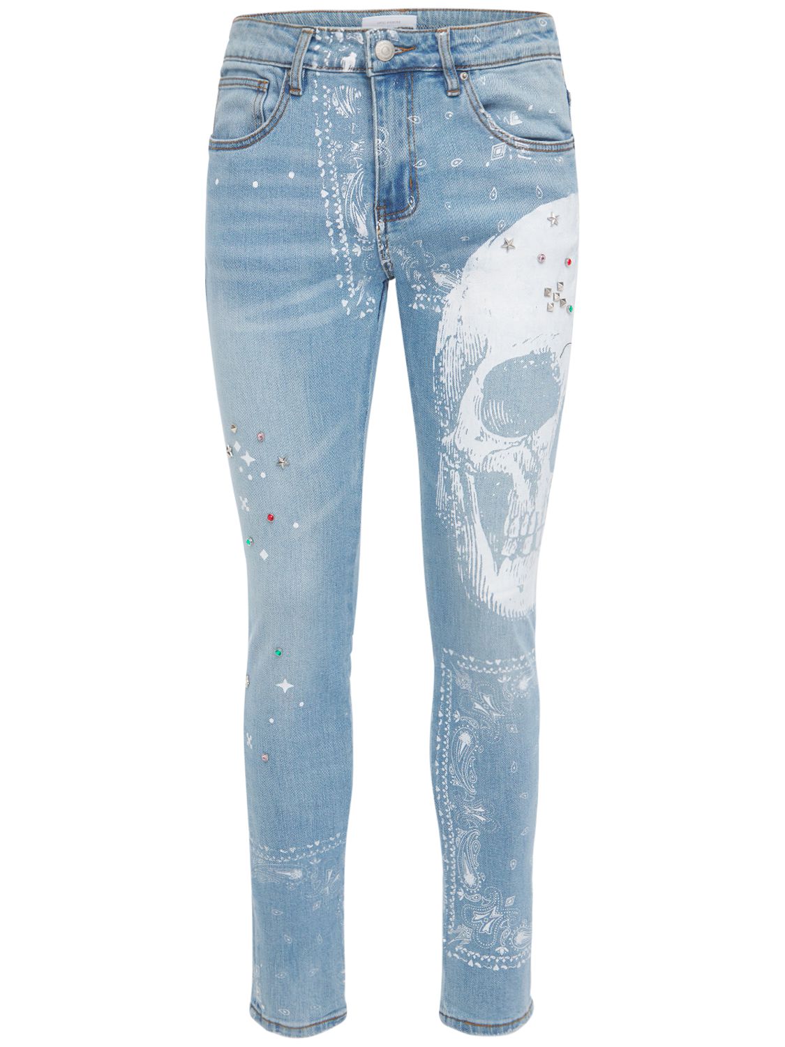 Lifted Anchors "kingdom" Skull Printed Jeans In Blue ModeSens