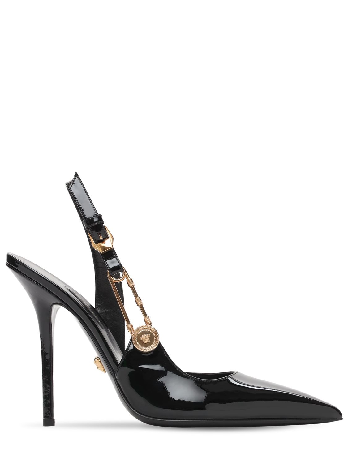 Versace Black 110 Safety Pin Patent Leather Pumps | ModeSens