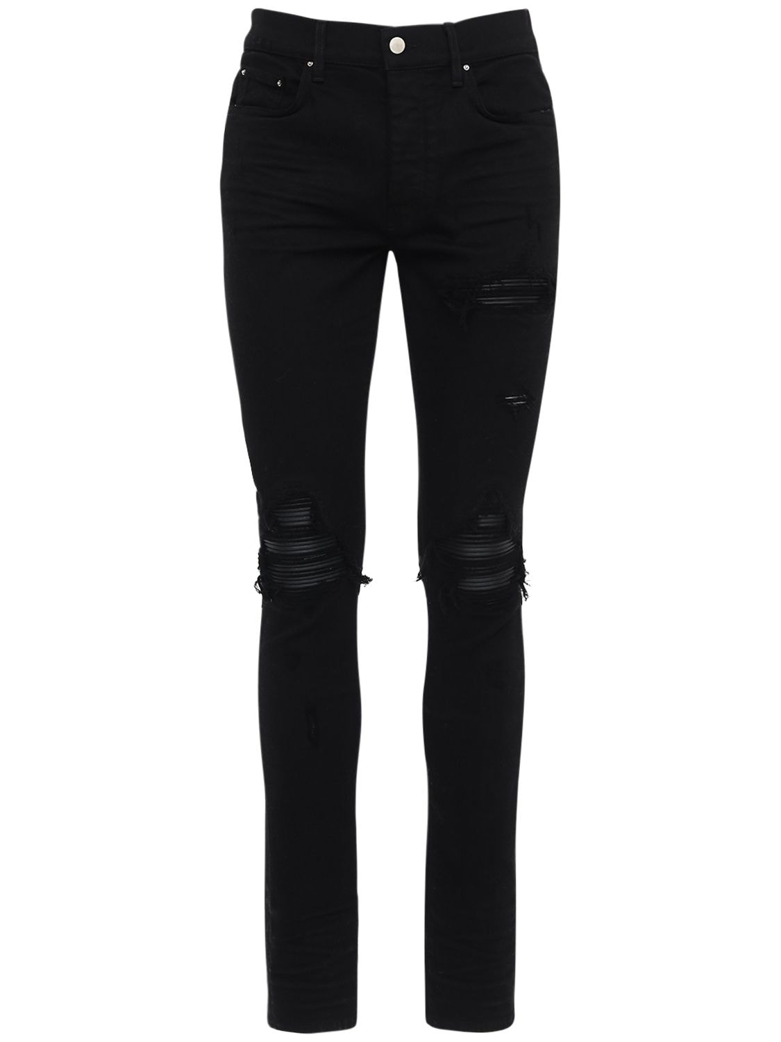 Amiri 15cm Tapered Mx1 Cotton Denim Jeans In Black