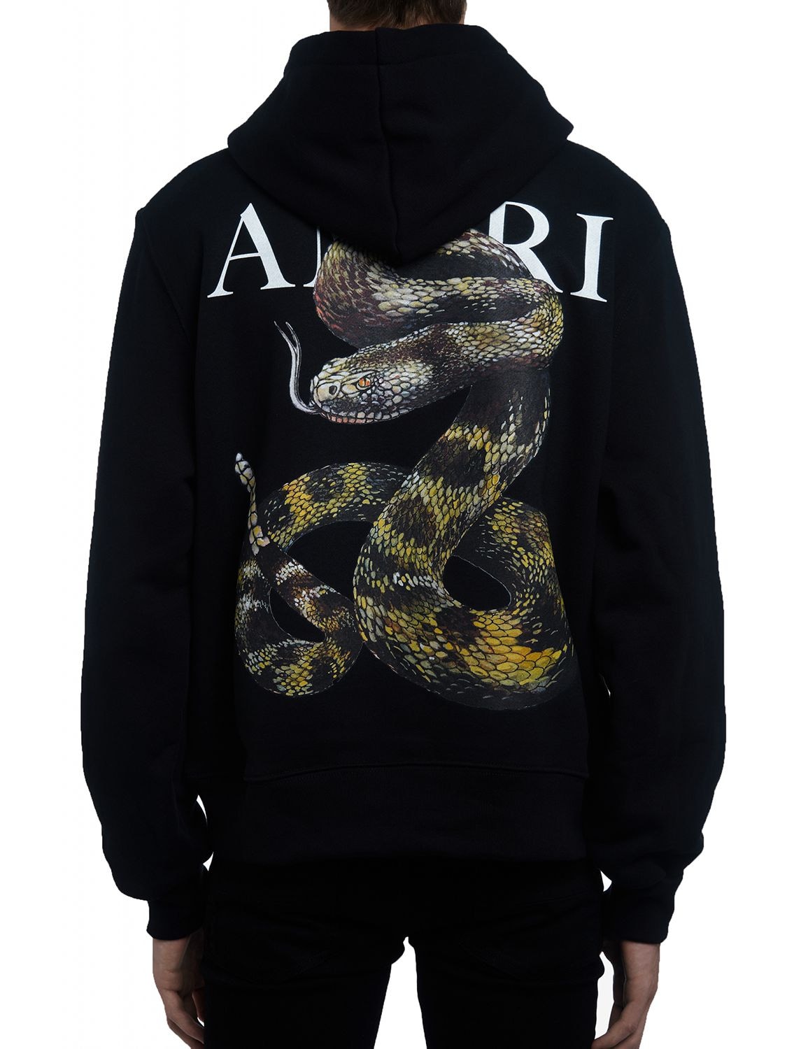 Amiri Snake Cotton Jersey Hoodie In Black