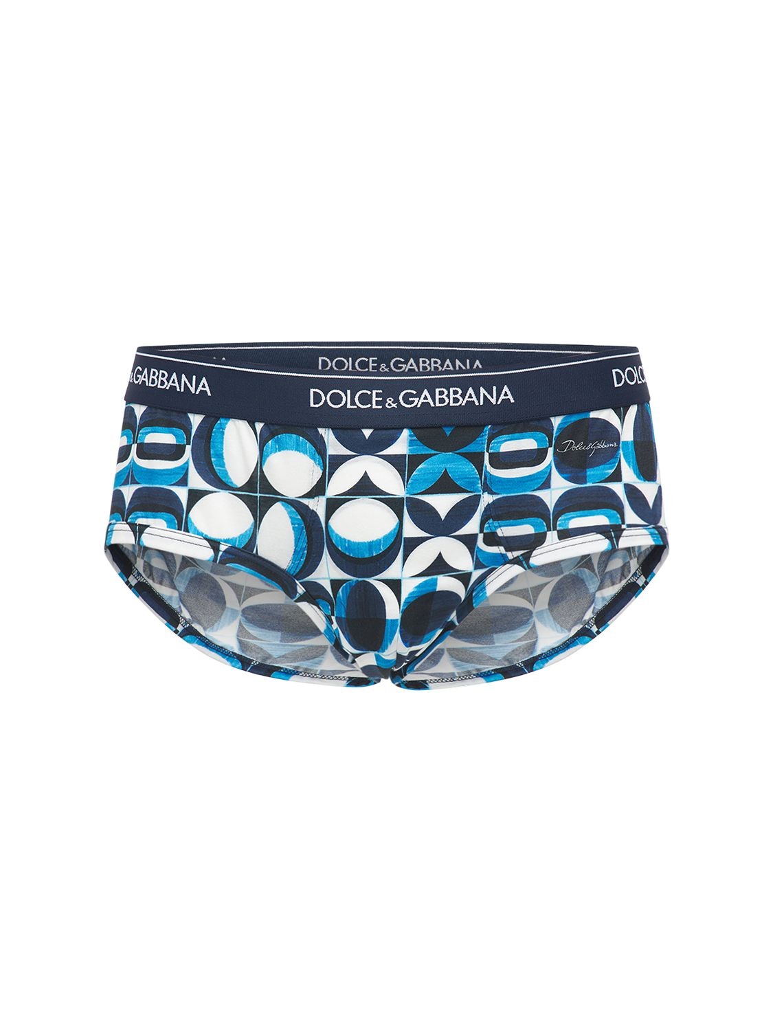 DOLCE & GABBANA LOGO MAIOLICA平纹针织棉质内裤,73IWVQ001-SEIXVEY1