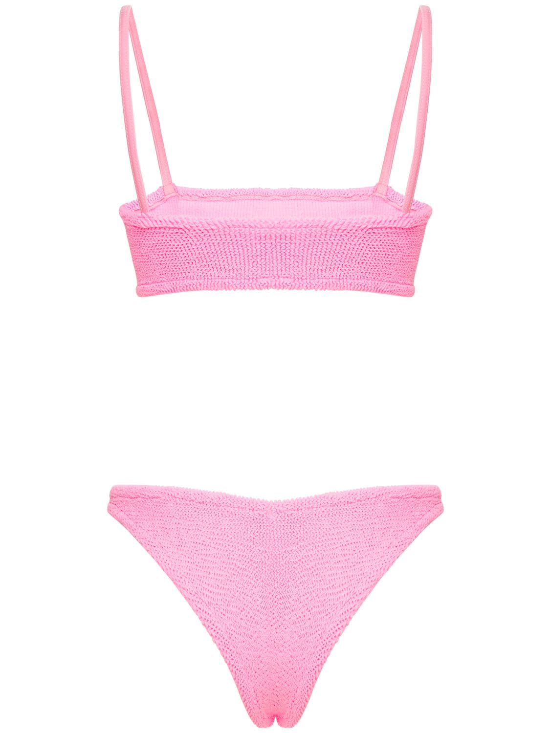 Shop Hunza G Gigi Seersucker Bikini Set In Pink