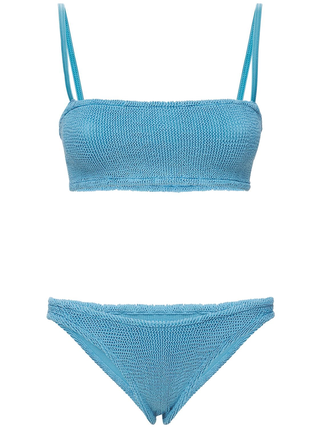 Hunza G Gigi Seersucker Bikini Set In Blue