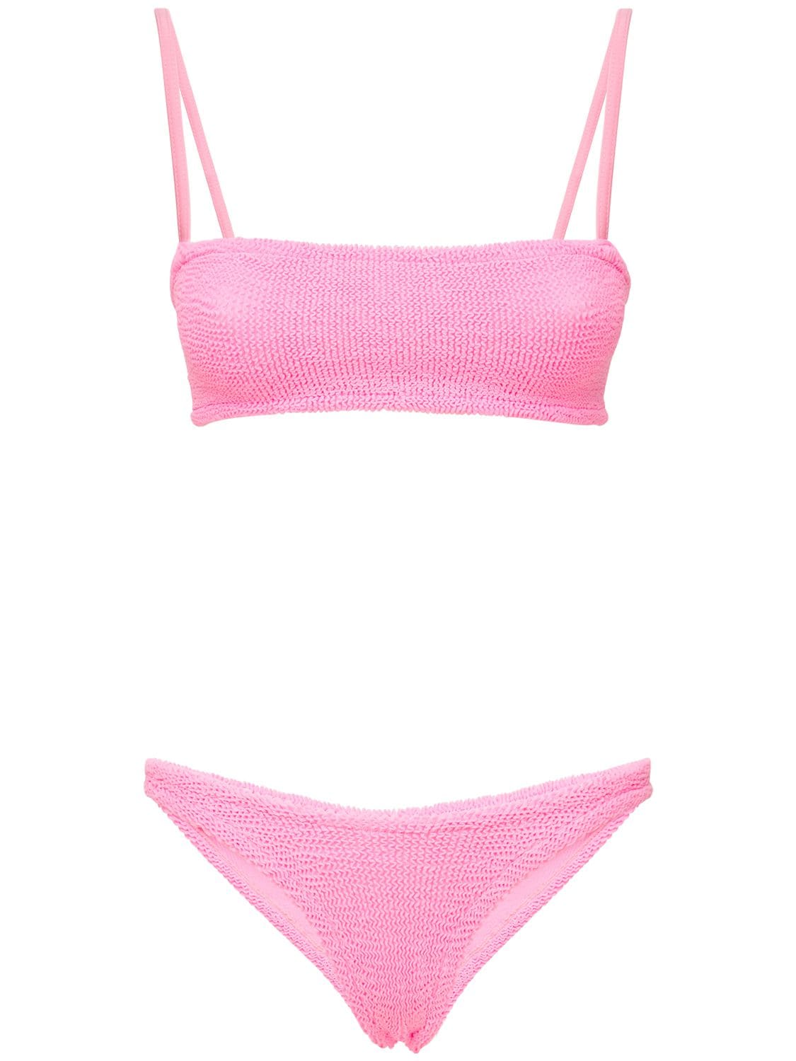 Shop Hunza G Gigi Seersucker Bikini Set In Pink