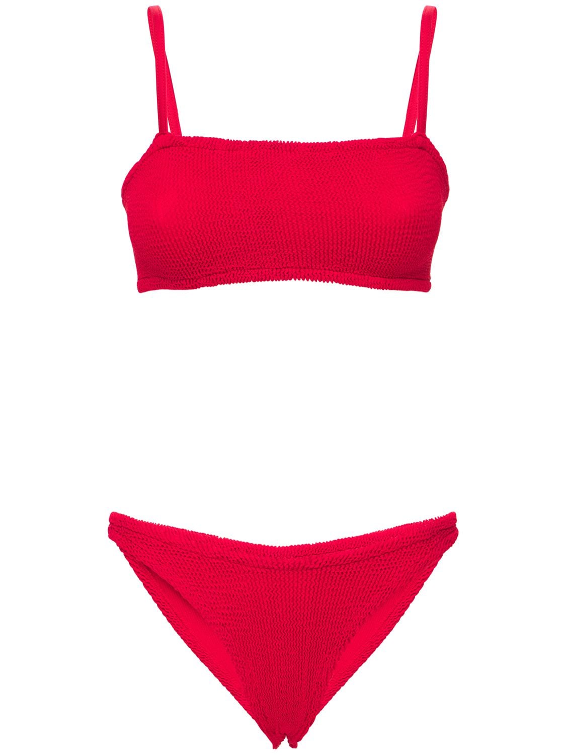 Hunza G Gigi Seersucker Bikini Set In Red