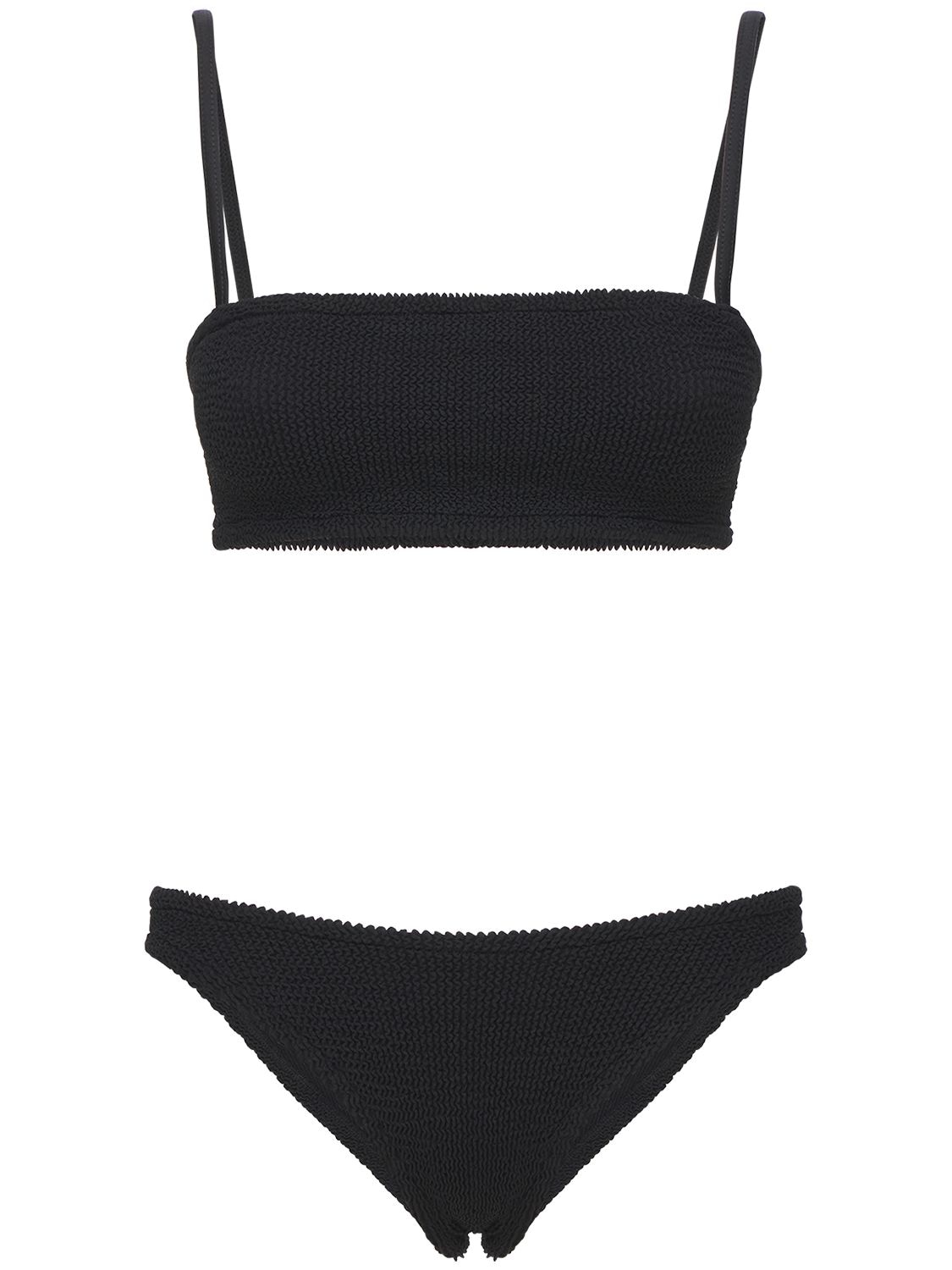 Shop Hunza G Gigi Seersucker Bikini Set In Black