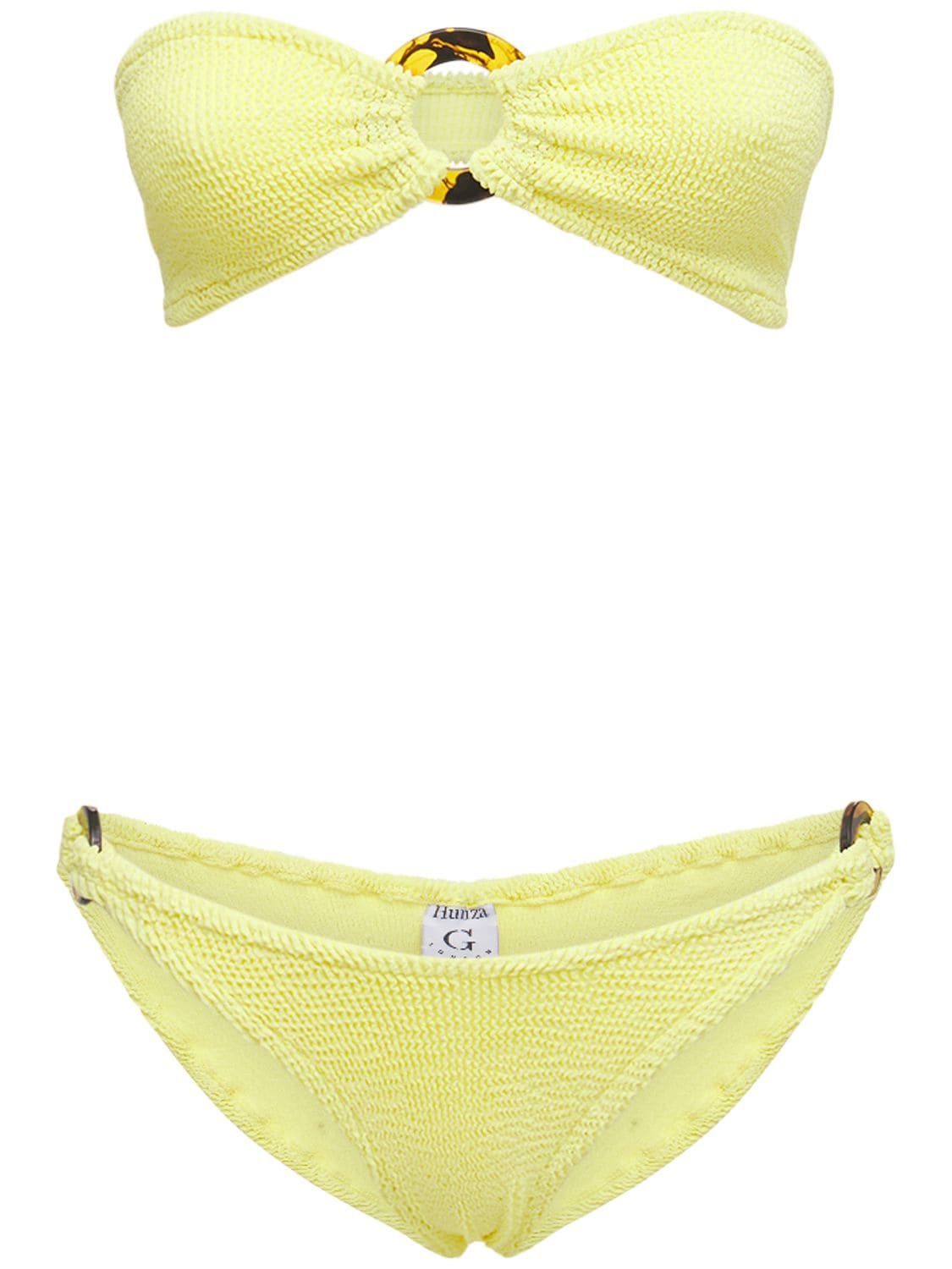 Hunza G Gloria Seersucker Bandeau Bikini Set In Yellow