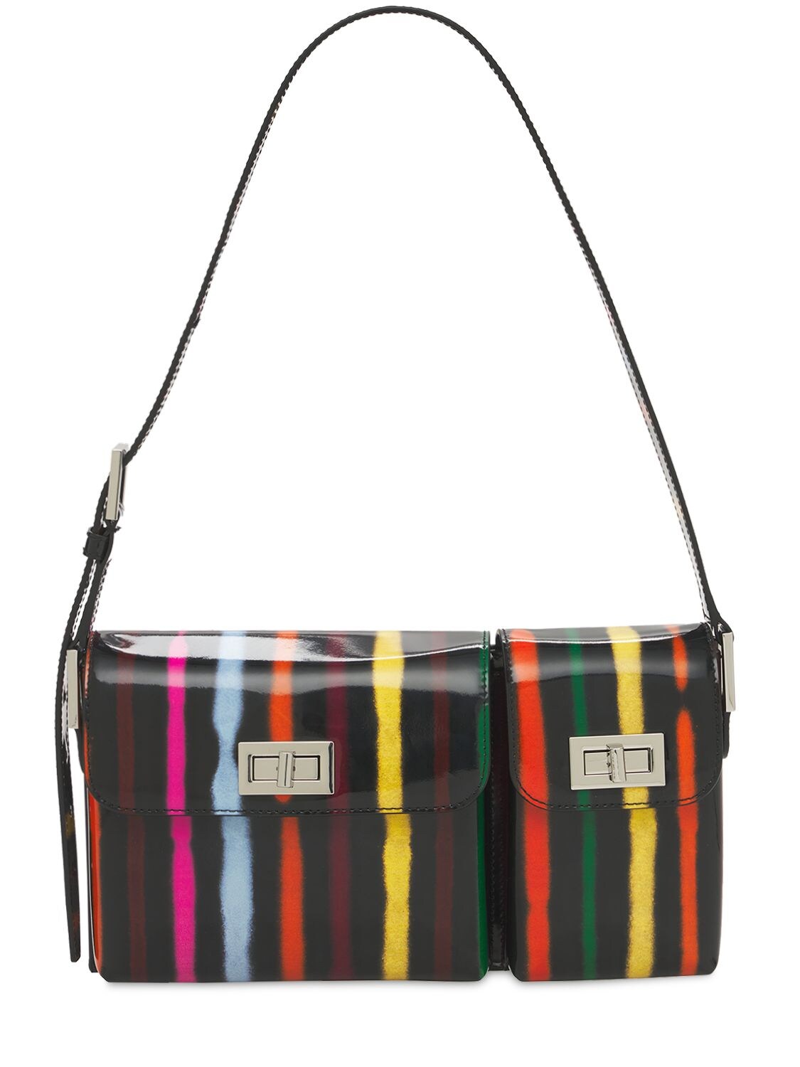 By Far Billy Spray Print Leather Shoulder Bag In Black ModeSens