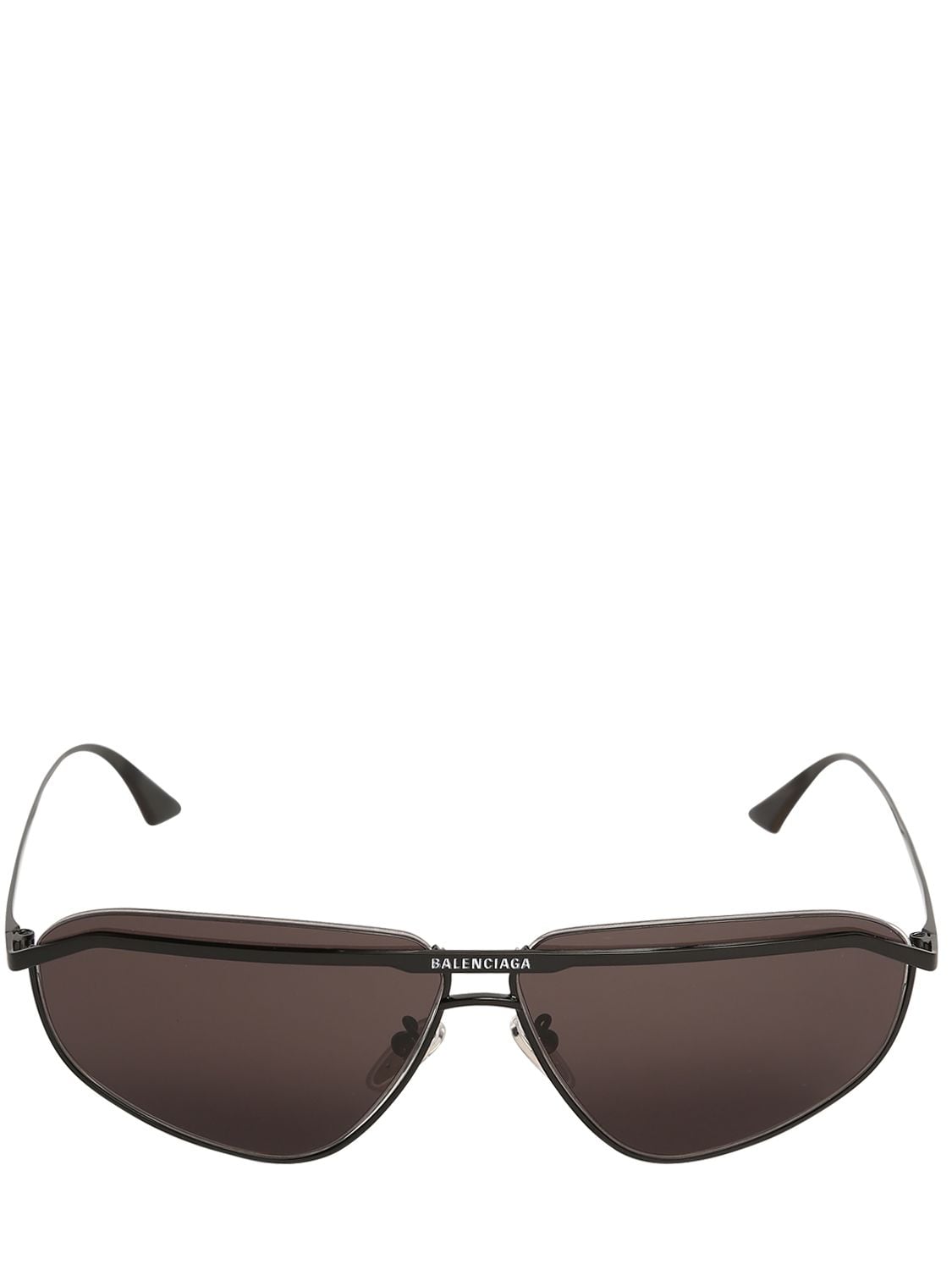 Balenciaga 0081s Bridge Squared Metal Sunglasses In Black,grey